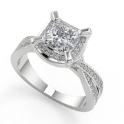 Erika Halo Pave 4 Prong Princess Cut Diamond Engagement Ring - Nivetta